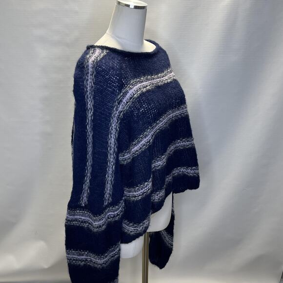 Free People Sweater Womens Small Blue Alpaca Stripe Knit Pullover Boho Peru Cozy - Picture 4 of 12